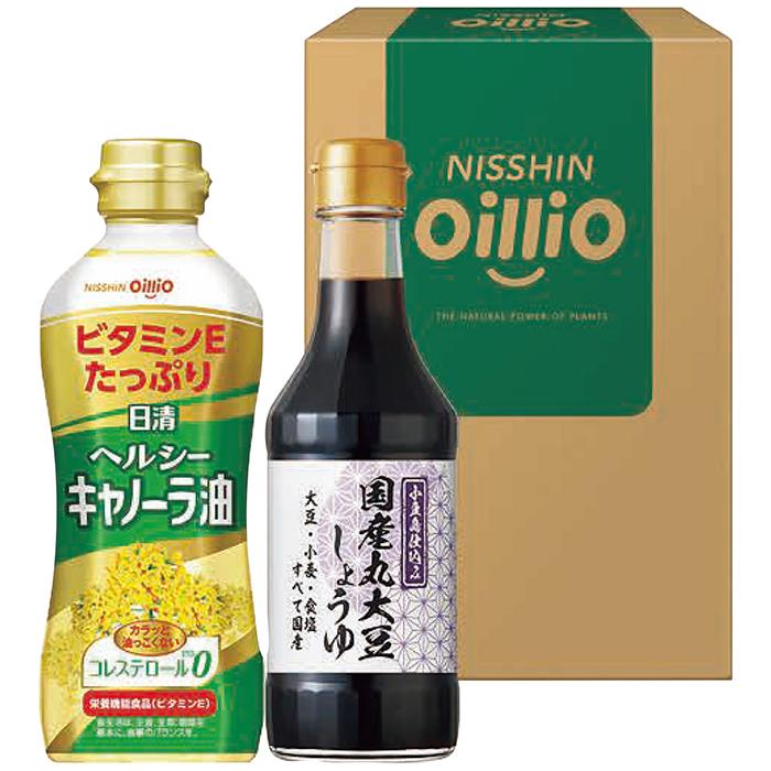 直送商品]日清オイリオ 日清ヘルシーオイル＆国産丸大豆醤油ギフト TOS