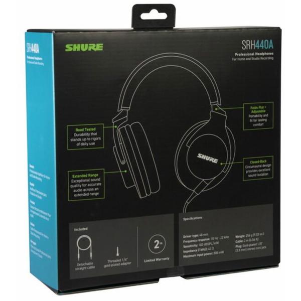 SHURE（シュア） ヘッドホン 有線 SRH440A-A ブラック 密閉型 着脱式