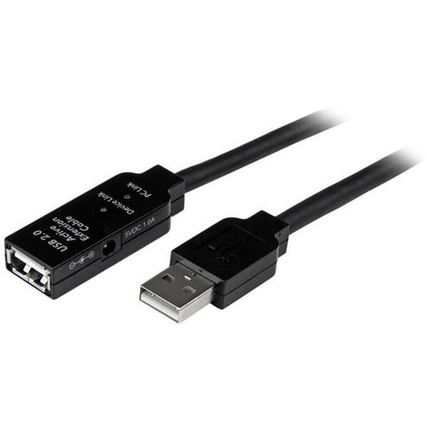 StarTech USB2AAEXT5M ブラック USB 2.0 アクティブ延長ケーブル 5m Type-A(オス/メス)｜sake-premoa