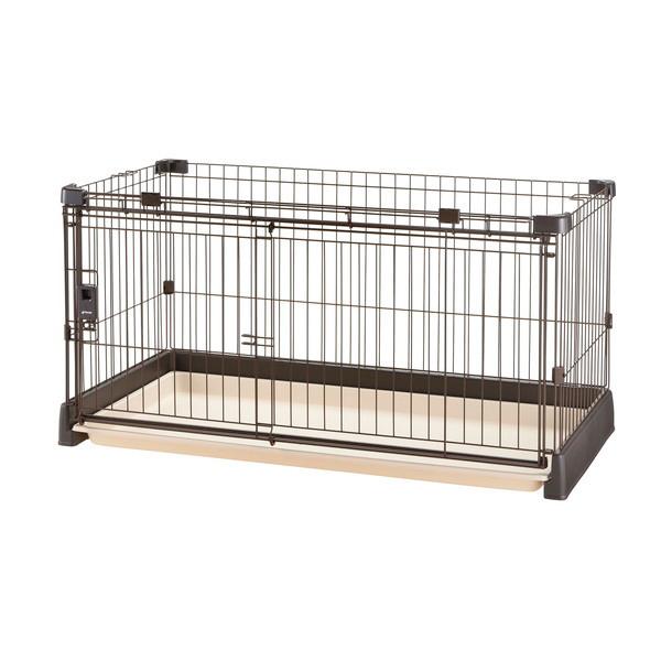 犬 サークル 犬用 室内 ペットサークル もっとお掃除簡単ペットサークル 120-60 ダークブラウン + 屋根面セット トレー付き 小型犬 おしゃれ Richell リッチェル