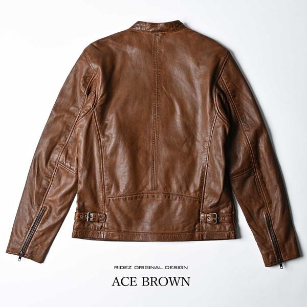 RIDEZ RIDEZ ACE JACKET BROWN XL RLJ110 シングルライダース