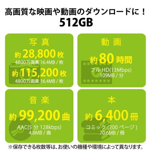 柔らかい MF-SP512GU11A2R ELECOM microSDXC 512GB Class10 UHS-I 90MB/s マイクロSDカード メーカー直送