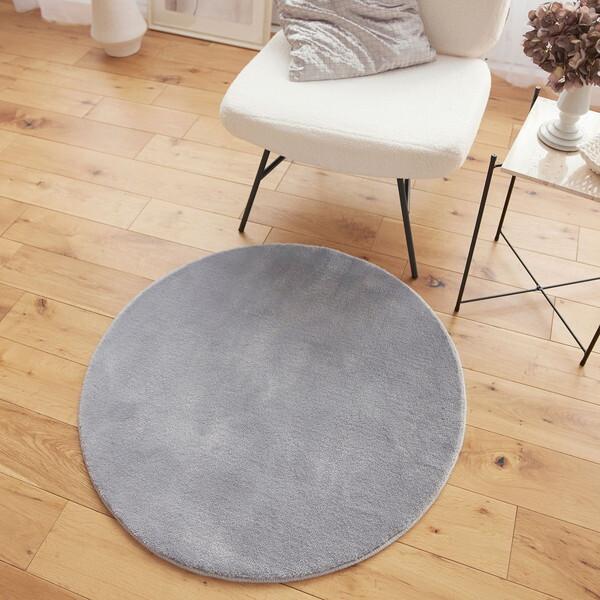 スミノエ ラグ Mハク 円形 90×90cm グレー 防炎 13139932-9-9090 メーカー直送_1