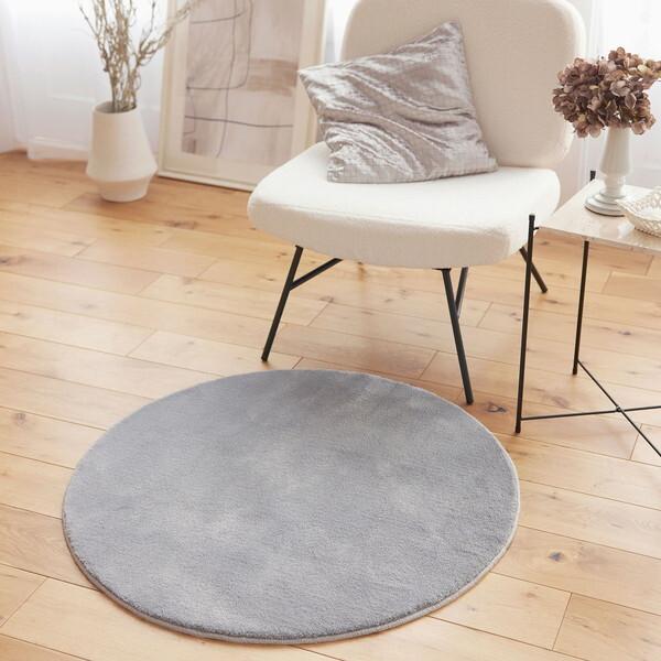 スミノエ ラグ Mハク 円形 90×90cm グレー 防炎 13139932-9-9090 メーカー直送_2