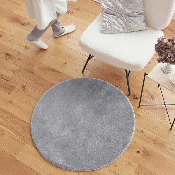 スミノエ ラグ Mハク 円形 90×90cm グレー 防炎 13139932-9-9090 メーカー直送_3