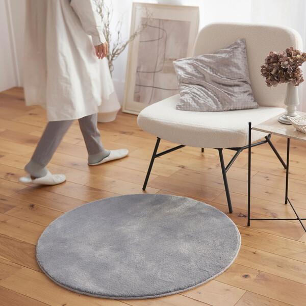 スミノエ ラグ Mハク 円形 90×90cm グレー 防炎 13139932-9-9090 メーカー直送_4