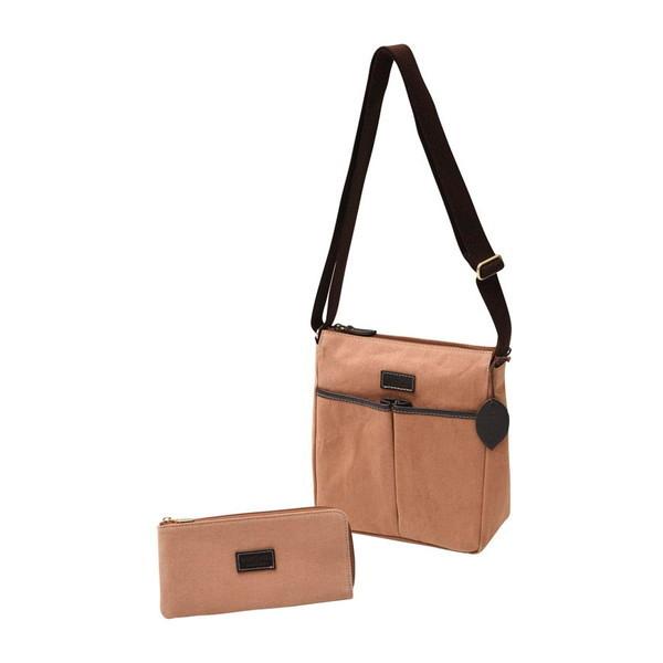 KAKISHIBU 日本製柿渋染ショルダーバッグ・財布セット B125-230(代引不可)【送料無料】 KAKISHIBU柿渋染ショルダーバッグ・財布 B125-230