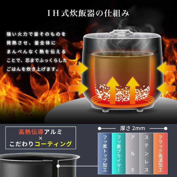 炊飯器 4合炊き 一人暮らし用 MAXZEN IH MIH-TX401-WH IH炊飯器 家族 早炊き 保温 予約 玄米 シンプル キッチン家電 新生活 | MAXZEN | 12