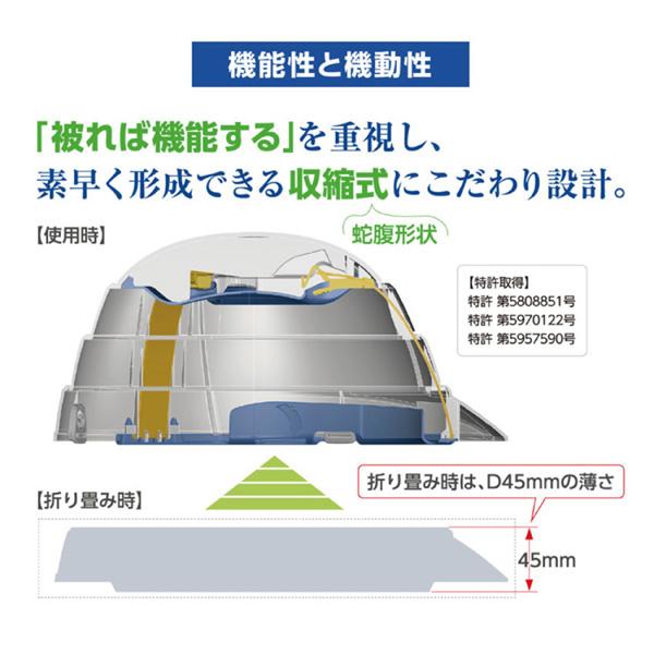 オサメット 折りたたみ ヘルメット ホワイト つば付き 防災ヘルメット 非常用 防災 コンパクト 日本製 軽量 大人 顎紐 加賀産業 | KAGA HELMET | 04