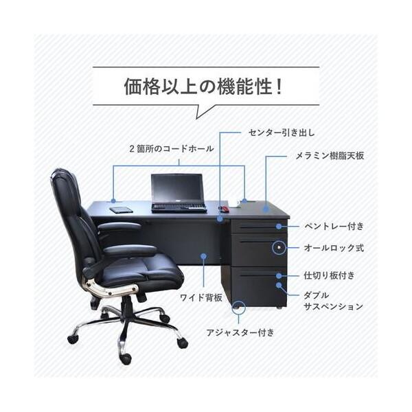 法人限定 Netforce LKD-127B-W-BK-DBR-3 天板ダークブラウン 本体ブラック 片袖机 (W1200 3段) メーカー直送_1