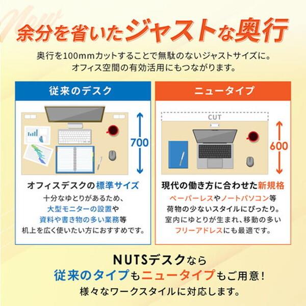 法人限定 Netforce LKD-126B-W-DBRBK-3 天板ダークブラウン 袖箱ブラック ナッツ 片袖机 (3段 幅1200mm) メーカー直送_3