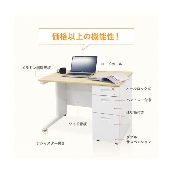 法人限定 Netforce LKD-126B-C-W-NADBR-3 天板ナチュラル×袖箱ダークブラウン ナッツ 片袖机 3段 幅1200mm メーカー直送_4