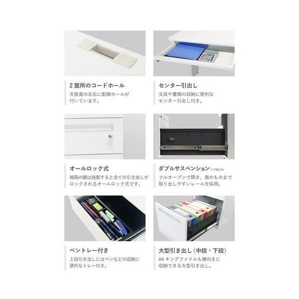 法人限定 Netforce LKD-107-W-NG-DBR-3 天板ダークブラウン 本体ニューグレー 片袖机 (W1000 3段) メーカー直送_2