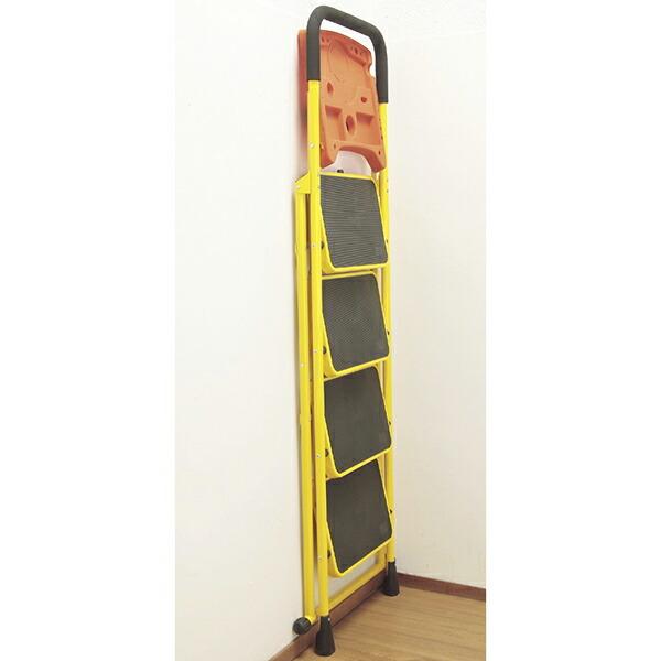 未使用保管品！便利なトレー付き脚立 4段 イエロー 折りたたみ式