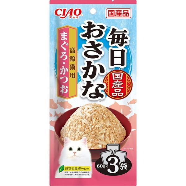 いなばペットフード CIAO 毎日おさかな 高齢猫用 まぐろ・かつお 60g×3
