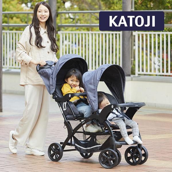 N_カトージ 二人乗りベビーカー 二人でゴー 4か月～ カトージ（KATOJI） 二人乗りベビーカー 二人でゴーDX デニム 新生児