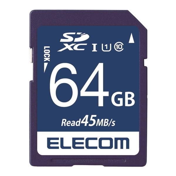 SDカード ELECOM エレコム MF-FS064GU11R SDXCカード データ復旧サービス付 UHS-I U1 45MB/s 64GB｜sake-premoa