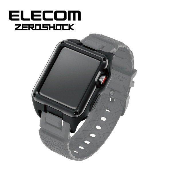ELECOM AW-42ZEROBK Apple Watch アップルウォッチ 42mm ZEROSHOCKケース ブラック｜sake-premoa