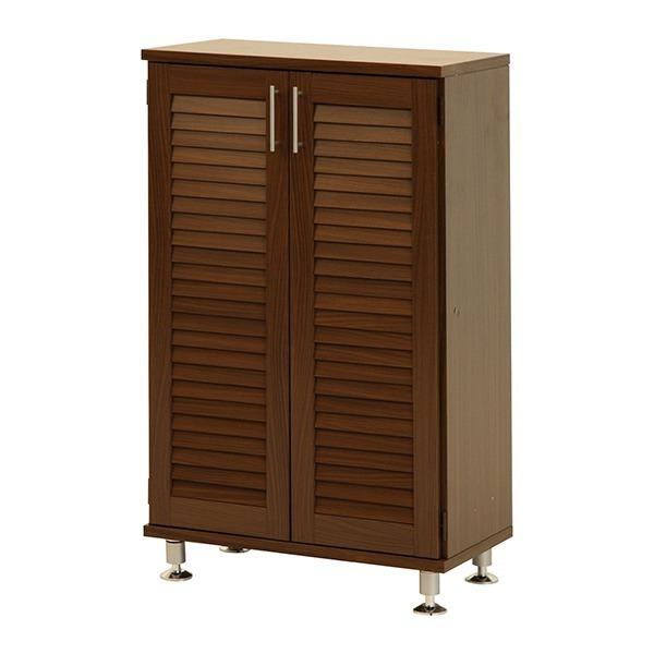 【新品・送料無料】ルーバーシューズボックス ブラウン 通気性抜群！ルーバー式シューズボックス【幅60cm・単品】（下駄箱 下駄箱・靴箱・シューズラック