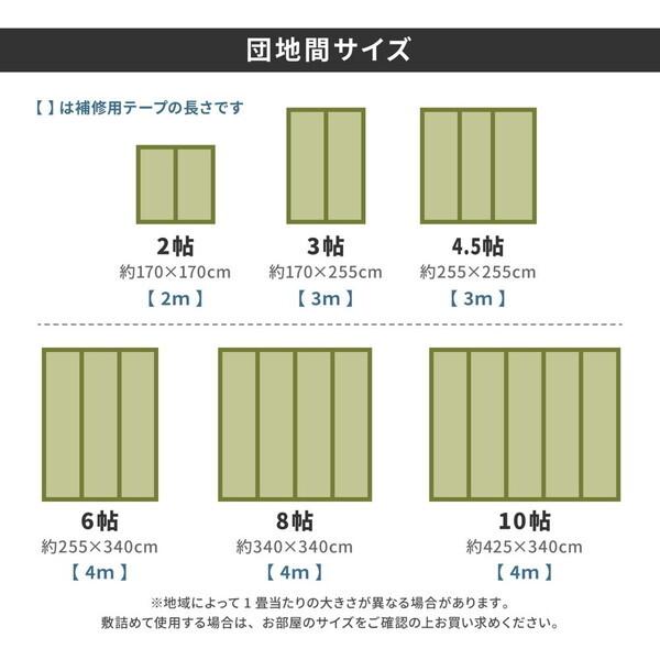 159069360 フリーカット裏付き い草カーペット みすず 団地間6畳 補修テープ付き 255×340 メーカー直送 【マランド】
