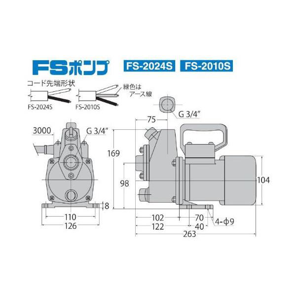 工進 FS-2024S 海水用モーターポンプ FSポンプ 口径20ミリ DC-24V_3