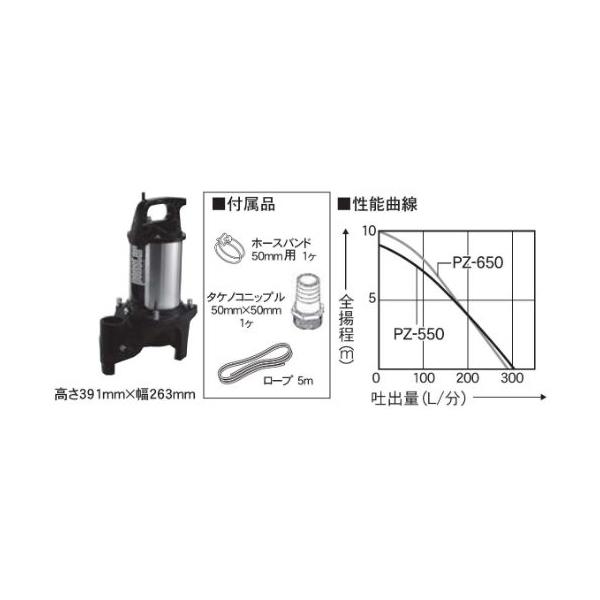 PZ-550 汚物用水中ポンプ ポンスター 口径50ミリ 50HZ 【静か】