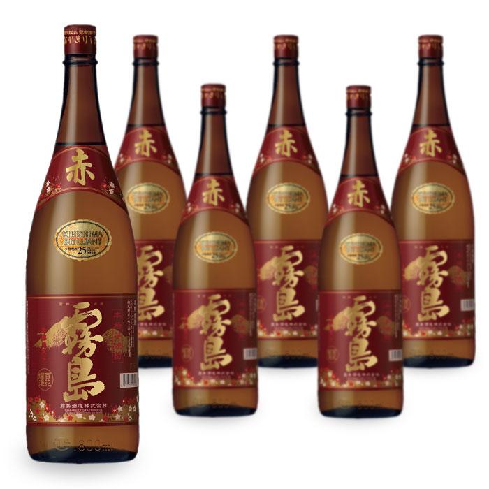 連休割】-¥1000 焼酎 赤霧島 25度 1800ml 6本 手渡し可能○ 赤