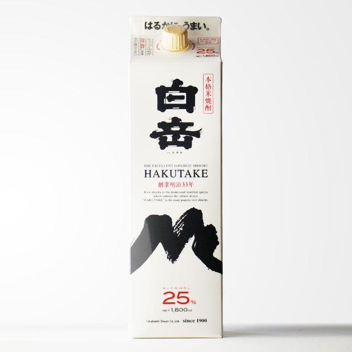 新品！白岳 1800ml 紙パック 25度 6本セット 白岳 送料別 25度1800mlパック 6本セット 米焼酎 高橋酒造 熊本県 お酒