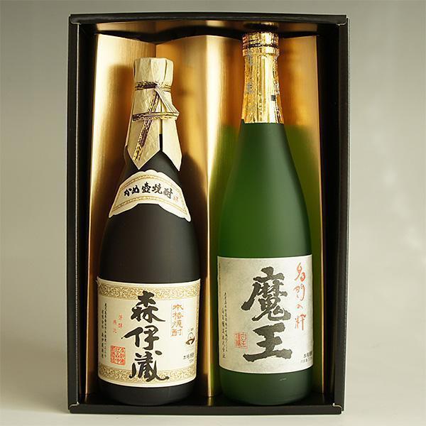 芋焼酎 飲み比べセット 森伊蔵・魔王 感謝のギフト箱 金蓋紙箱入 720ml 