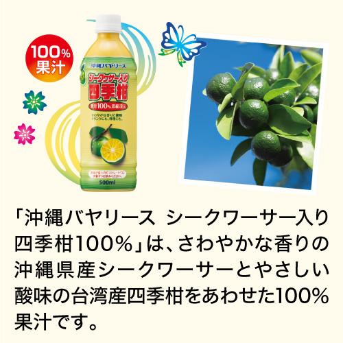 沖縄バヤリース シークヮサー 四季柑 100％ 500ml 12本 原液 