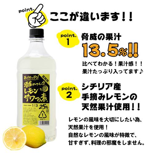 果汁たっぷり 酒屋がつくったレモンサワーの素 25度 1.8L PET 濃いめのレモンサワーの素 25度 1.8L サッポロ リキュール 甲類 長S｜sakeichi｜04