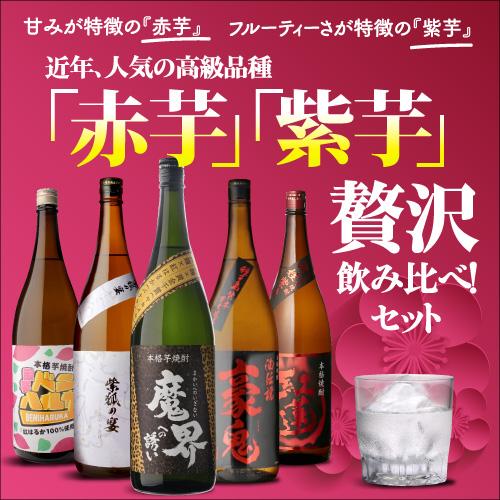 芋焼酎 赤芋＆紫芋 フルーティー焼酎 飲み比べセット 1800ml 5本