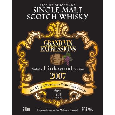 ウイスキー リンクウッド 2007 13年 キングオブボルドーワインカスク 700ml 57.3% グランヴァンエクスプレッション ウイスキー リンクウッド