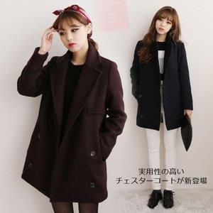 コート レディース 女性 チェスターコート ハーフコート ロングニット アウター 羽織り 防寒コート トップス 長袖 厚手 秋冬物 冬物 冬服 着や 税込