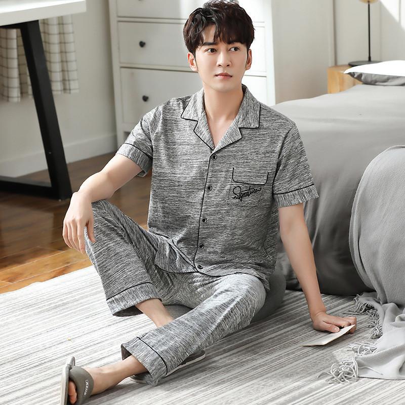 パジャマ メンズ 綿100 上下セット 前開き 春夏秋 部屋着 ルームウェア 寝巻き シンプル 前開きパジャマ L Xl Xxl Xxxl ブランド のギフト