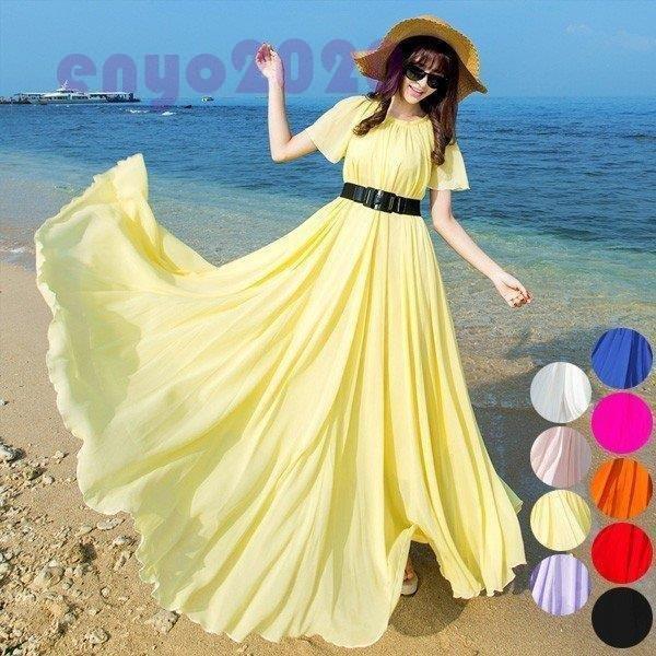 未使用新品 マキシワンピ マキシワンピース 夏 リゾートワンピース マキシ丈ワンピース リゾート ボヘミアン マキシワンピ ロング シフォン 無地 短袖 ワンピース 通販 値段 Www Superavila Com