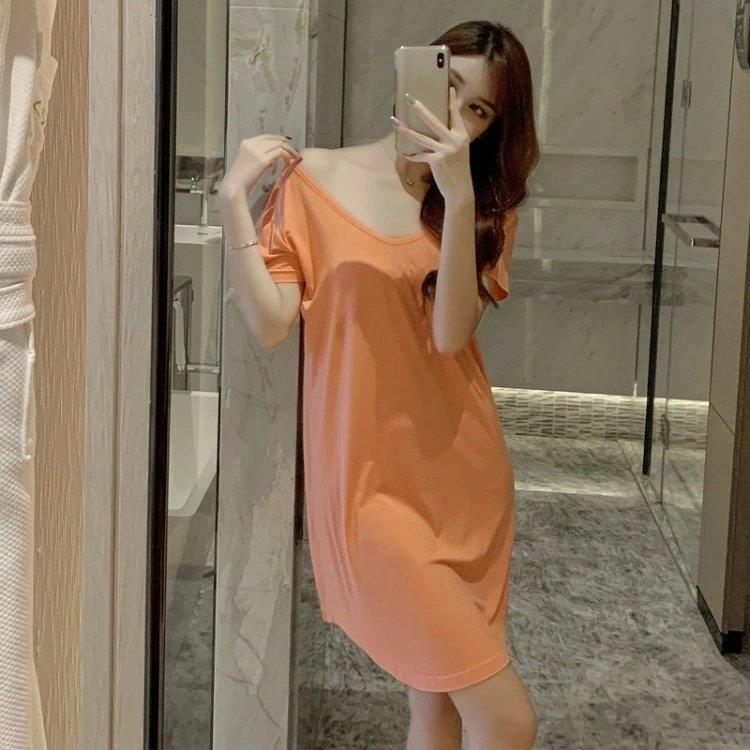 ルームウェア ワンピース レディース パジャマ 春 夏 半袖 Vネック ボーダー ミニ丈 薄手 ミニワンピース 部屋着 ゆったり おしゃれ 新素材新作