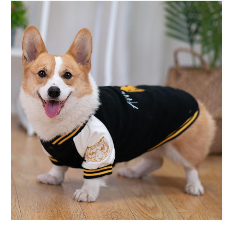 犬服 ドックウェア スタジャン 刺繍入り ジャケット 秋冬 コーギー 2