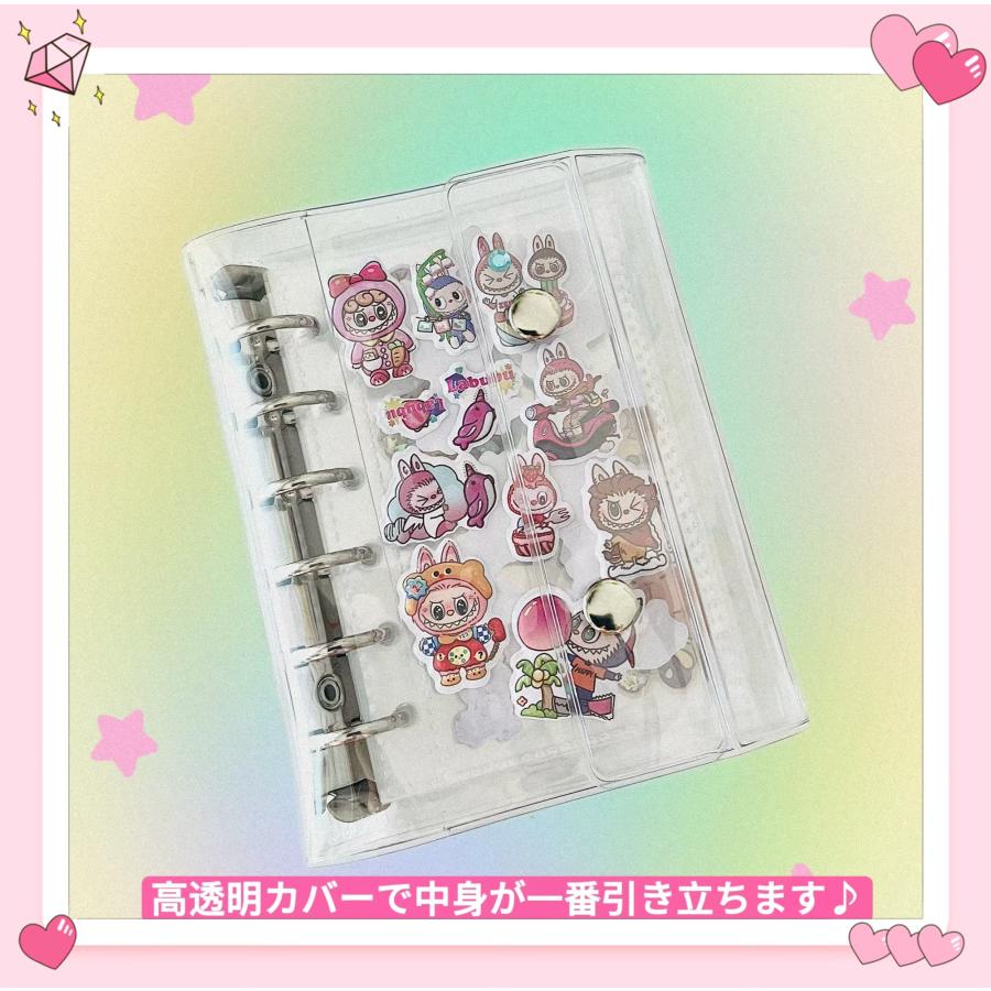 しおり　20個　A7バインダー　＋　ミニシール帳　クリアファイル 10枚付 シール帳 バインダー A7 ミニ手帳 透明 シール台紙 はがせる シール