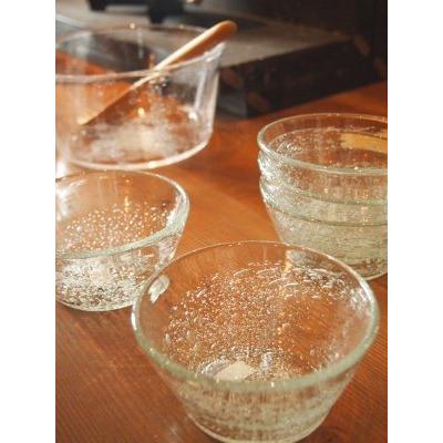 ガラス工房一星 再生ガラスのうす泡平小鉢 フルーツ、デザート、めん