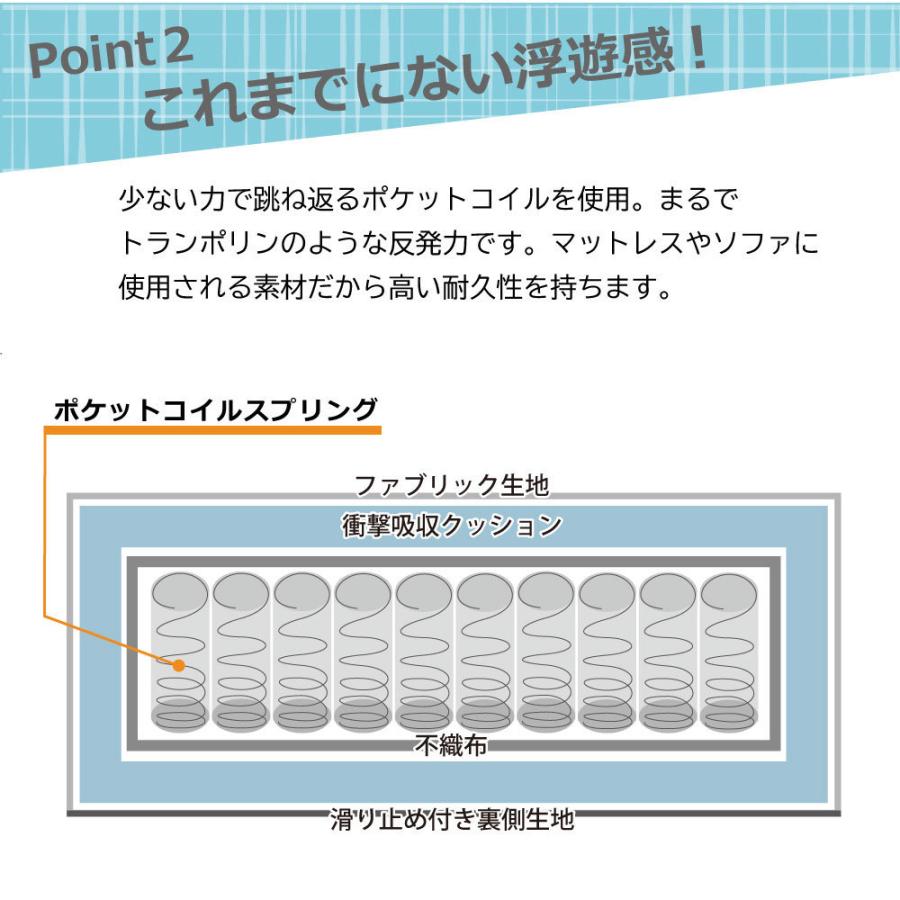トランポリン クッション 58×58cm ポケットコイル ファブリック クッション型 スプリング 家庭用 エクササイズ 子供 大人 静か 室内 大型 TN KS ORG｜sakoda｜09