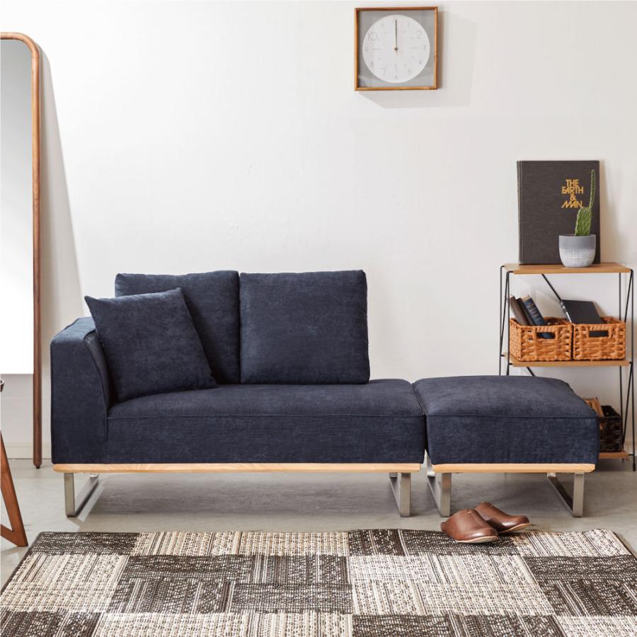 SAKODA カウチソファ コーデュロイ ポケットコイル オットマン付き 3人