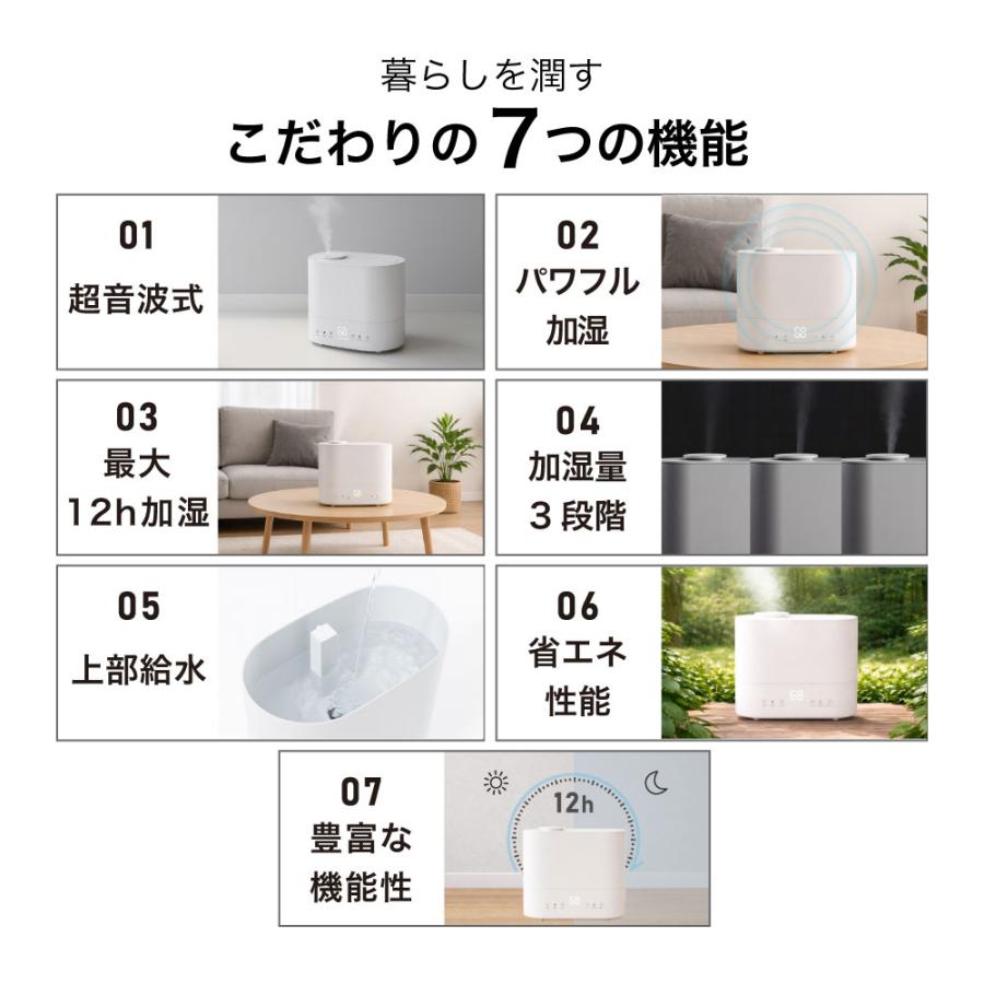 Cototo 超音波加湿器 4L 自動湿度調整 上部給水 除菌 大容量 卓上