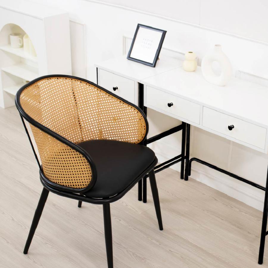 ASHEL ラタンチェア PUレザー 肘あり 椅子 チェア ラタン おしゃれ