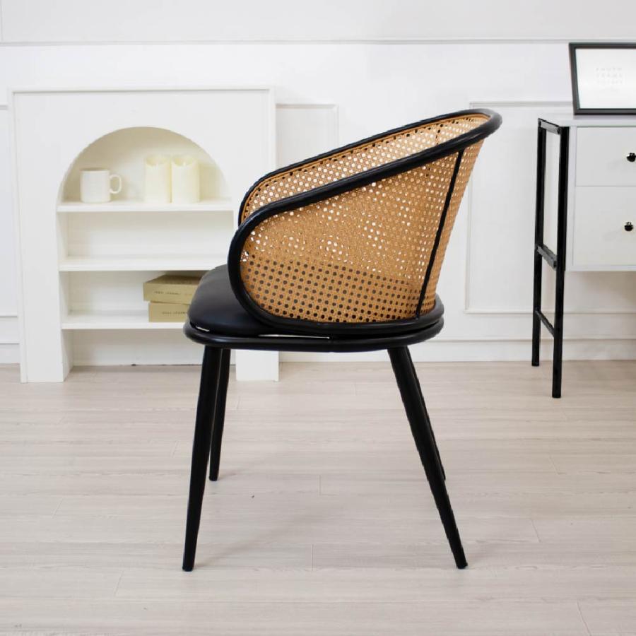 ASHEL ラタンチェア PUレザー 肘あり 椅子 チェア ラタン おしゃれ