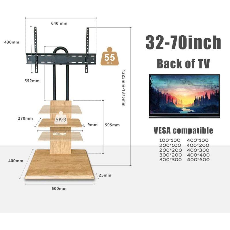 予約早割 テレビ台 テレビスタンド TVスタンド 壁寄せ 棚付き 32?70インチ対応 耐荷重55kg VESA規格対応 高さ調節 左右調節 家用 展