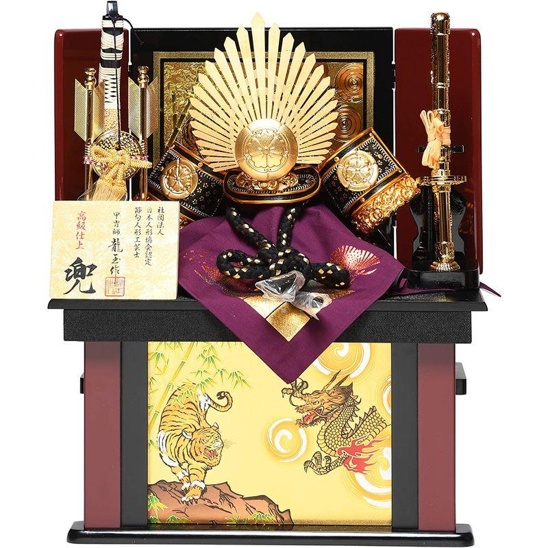 先着順!配布中 武将兜コンパクト収納兜10号織田信長公兜収納飾:龍玉作五月人形兜飾り 三英傑人形(信長・秀吉・家康)金屏風セット