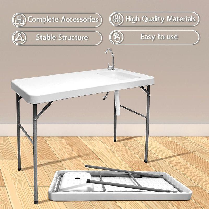 ⭐公式品⭐ Camp Solutions ポータブル折りたたみ式キャンプシンクテーブル 蛇口とデュアルウォーターシンク付き 魚クリーニングテーブル シン 【QGW7154646872】(25813円)