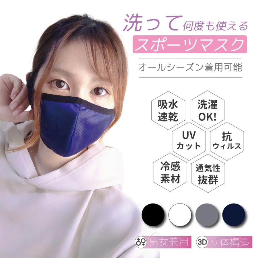 スポーツマスク 洗える 涼しい 成人用 男女兼用 抗菌 防臭 花粉 UV 