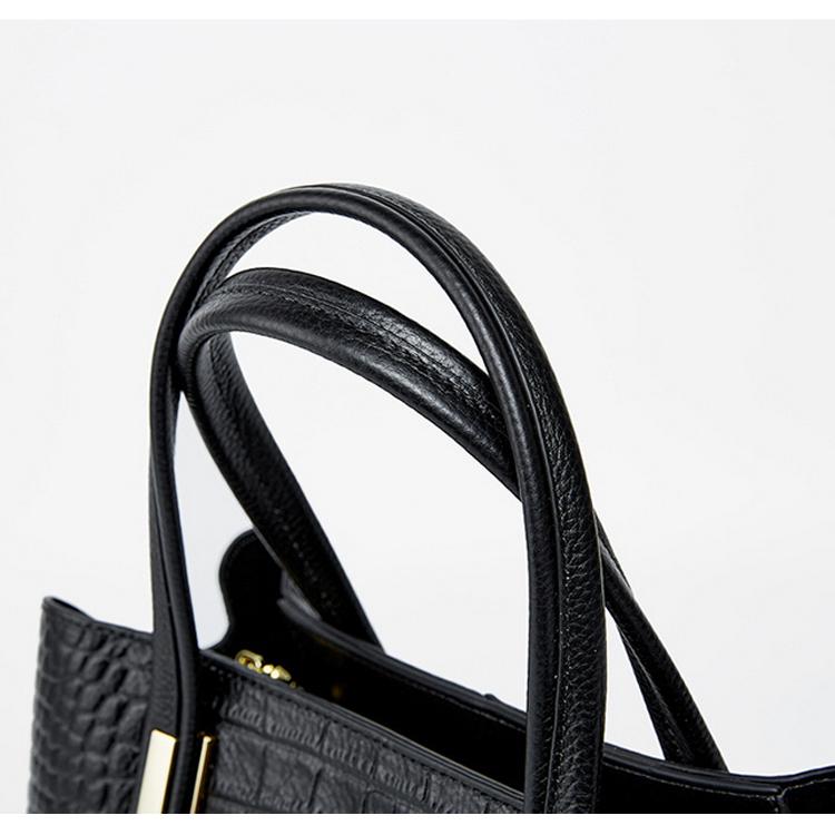 クロコダイル 押し型レザー ハンドバッグ レディース 2way 本革 革 黒